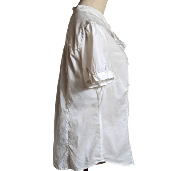 L.L. Bean White Puff Sleeve Sheer Ruffled Blouse - Picture 3 of 6